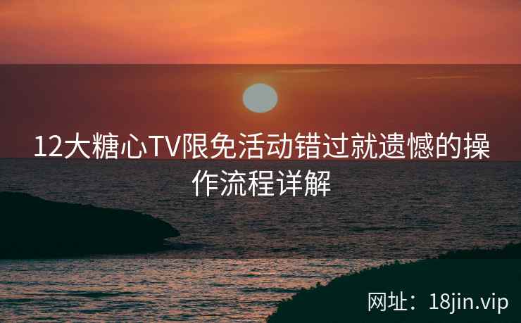 12大糖心TV限免活动错过就遗憾的操作流程详解