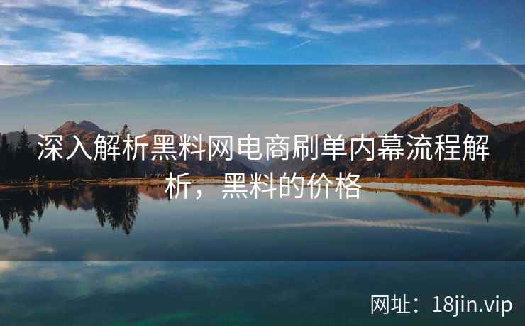 深入解析黑料网电商刷单内幕流程解析，黑料的价格