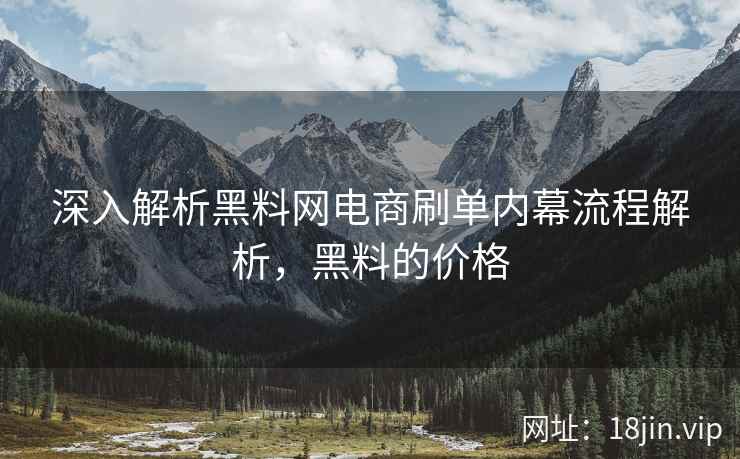 深入解析黑料网电商刷单内幕流程解析，黑料的价格